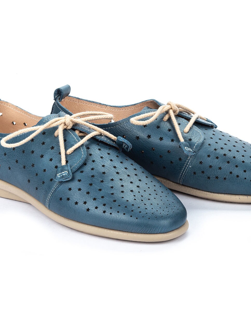Zapatos de cordones de mujer Pikolinos de piel troquelada en color azul · Pikolinos · El Corte