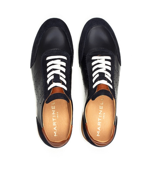 Zapatillas de piel de hombre con cordones en color azul marino · Martinelli  · El Corte Inglés