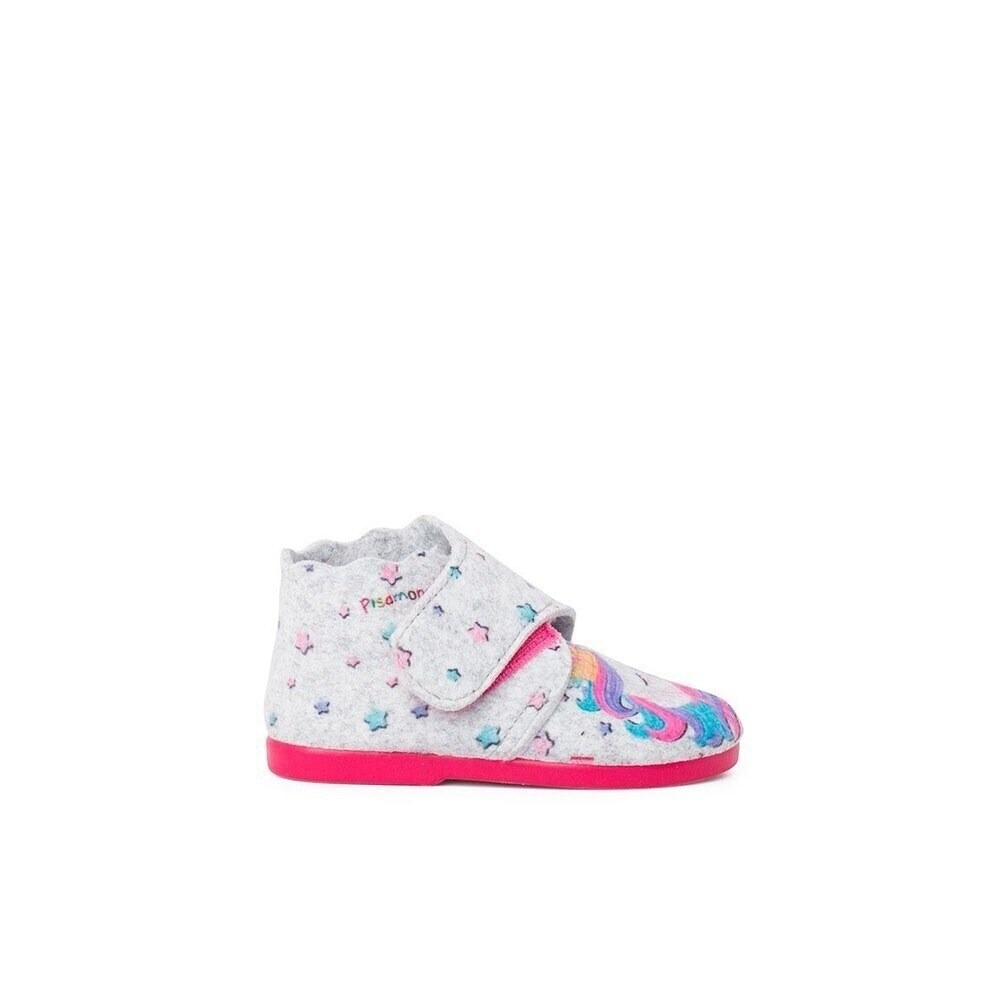 Pantufas de bebés de feltro com desenho de unicórnio Pisamonas Cinzento-1