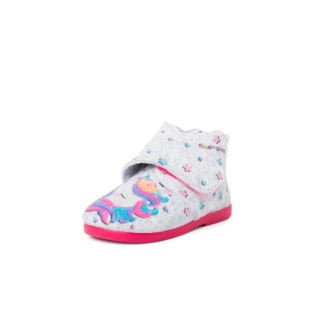 Pantufas de bebés de feltro com desenho de unicórnio Pisamonas Cinzento-2
