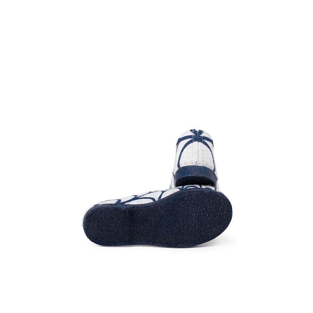 Pantufas de criança de feltro com teia de aranha azul Pisamonas Branco-3