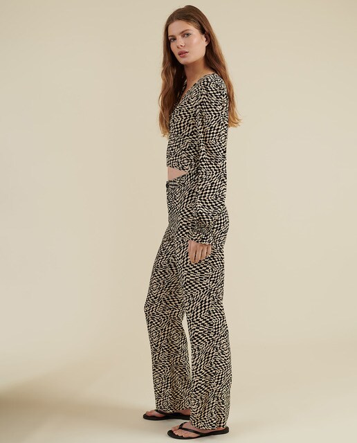Pantalón recto de mujer estampado de tiro alto · Brownie · El Corte Inglés