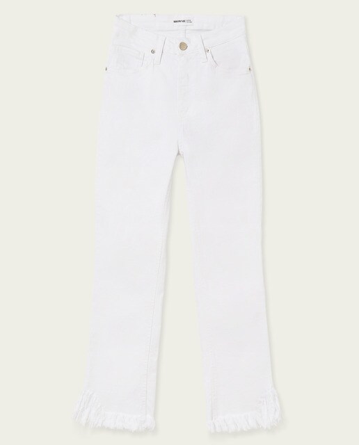 Pantalón recto de mujer de tiro alto con bajo desflecado · Brownie · El  Corte Inglés