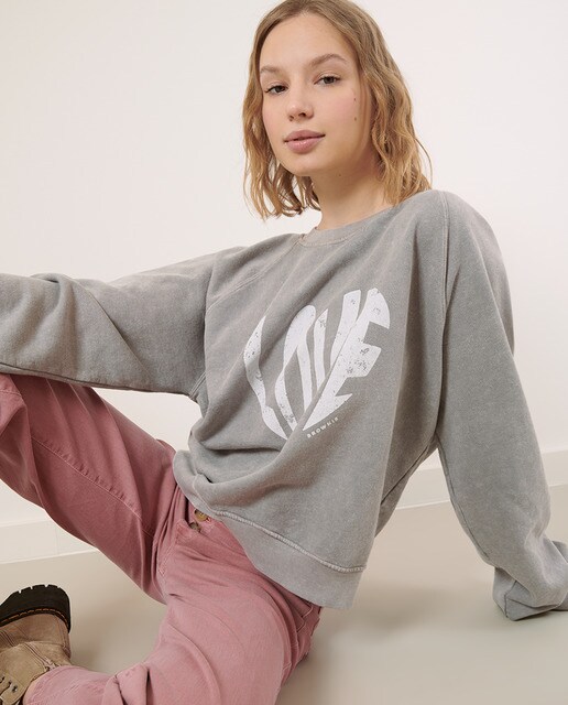 Sudadera de mujer de cuello redondo con mensaje frontal · Brownie · El  Corte Inglés