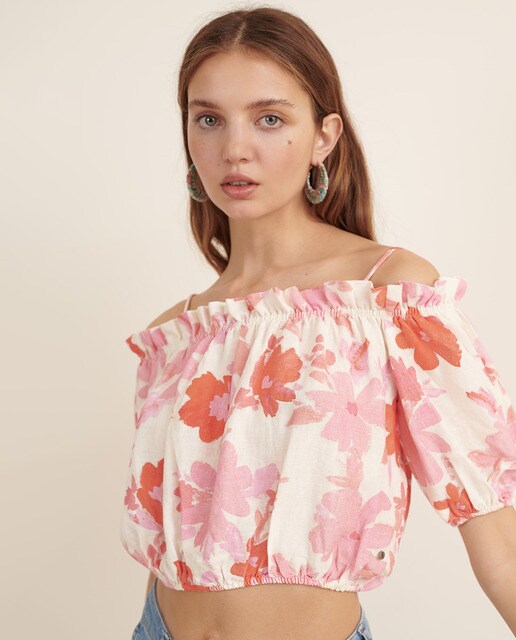 Blusa de mujer estampada con cuello de barco · Brownie · El Corte Inglés