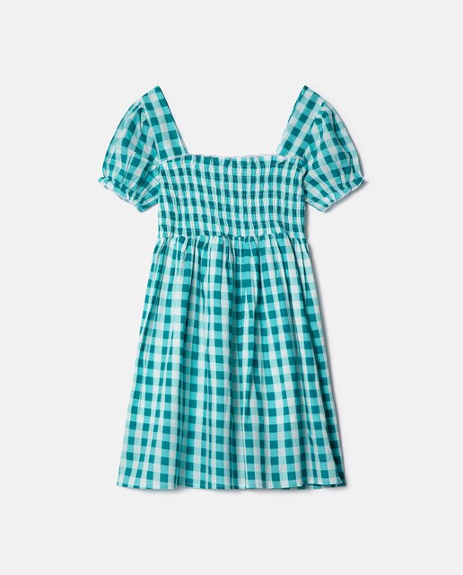 Vestido corto de nido de abeja con estampado de cuadros vichy · Compañía  Fantástica · El Corte Inglés