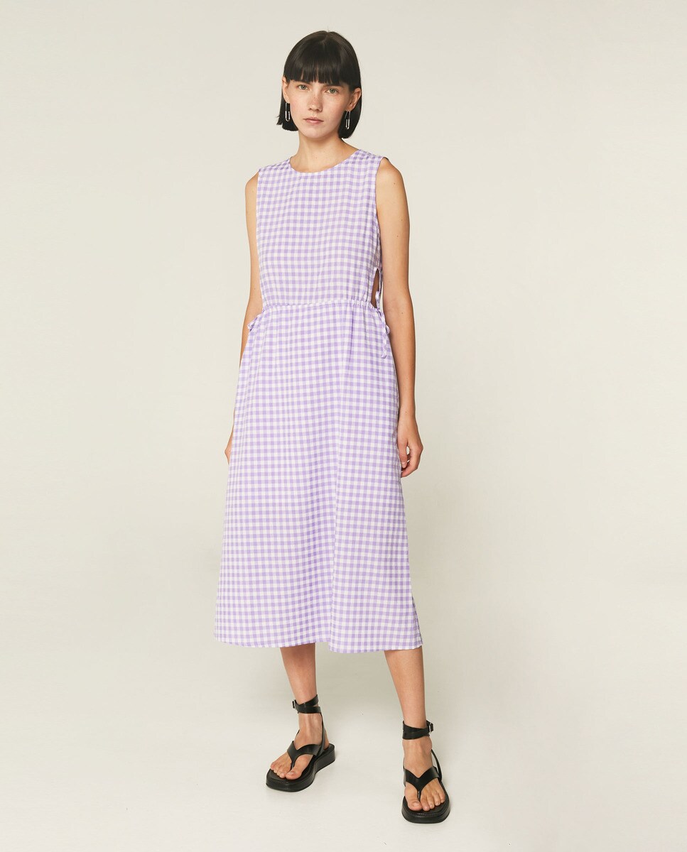 Vestido midi con aberturas laterales y estampado vichy · Compañía  Fantástica · El Corte Inglés