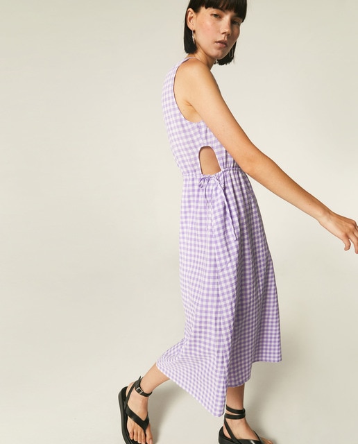 Vestido midi con aberturas laterales y estampado vichy · Compañía  Fantástica · El Corte Inglés