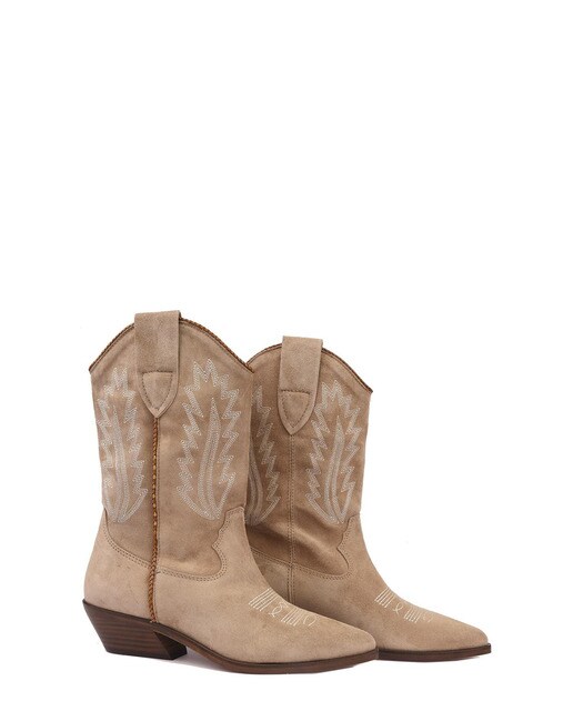 Botas de mujer de piel baby silk estilo cowboy color beige · Alpe · El  Corte Inglés