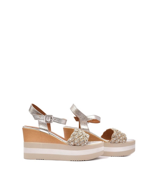 Sandalias de cuña de mujer de piel color plata · Alpe · El Corte Inglés