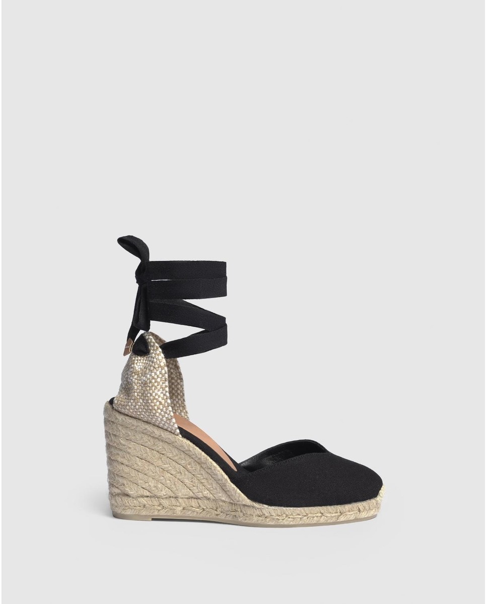 Alpargatas de cuña de mujer en negro con punta cerrada - Castañer - Negro Negro-6