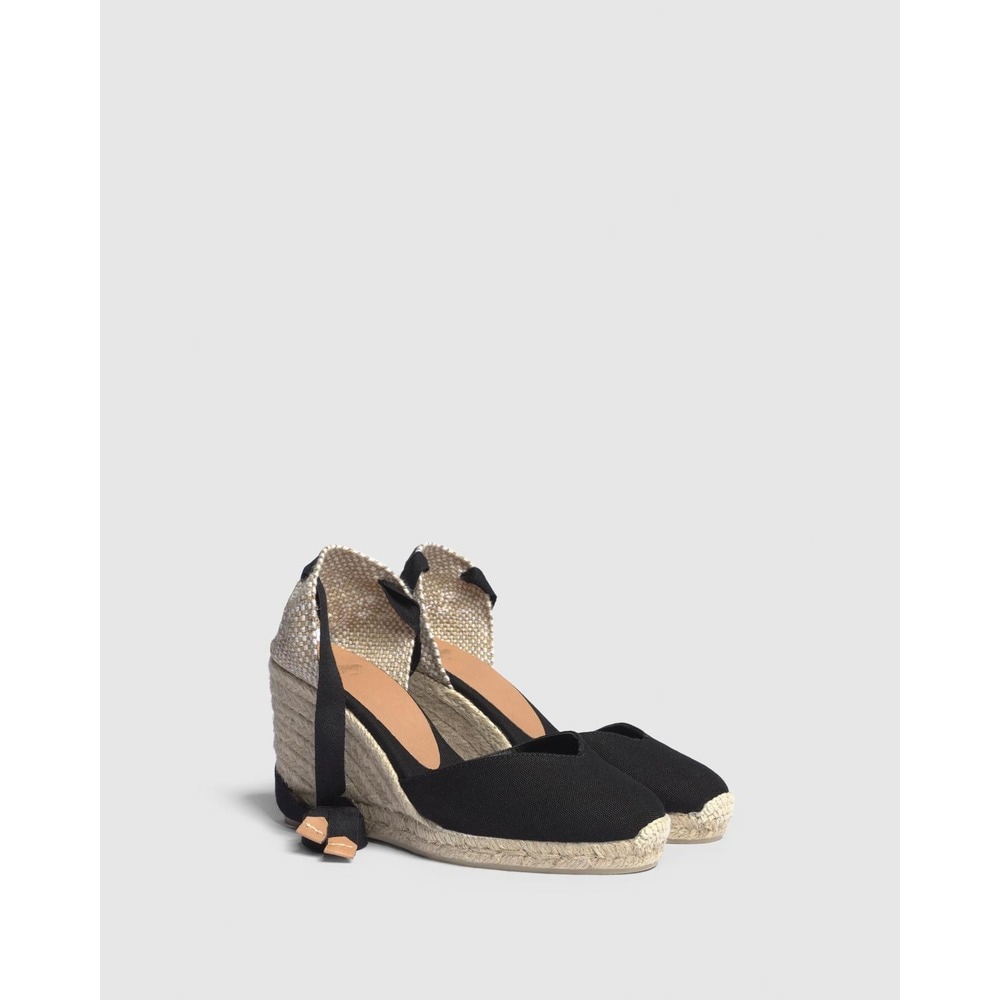Alpargatas de cuña de mujer en negro con punta cerrada - Castañer - Negro Negro-2