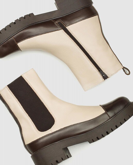 Botines de mujer en beige con contrastes · Yokono · El Corte Inglés