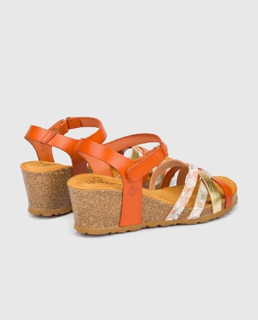 Sandalias de cuña de mujer de piel en naranja · Yokono · El Corte Inglés
