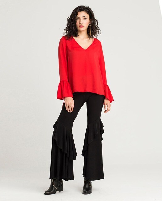 Blusa de mujer de manga larga con volante en rojo · Cuplé · El Corte Inglés