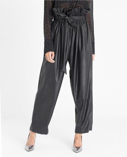 Pantalón ancho de mujer polipiel en negro · Cuplé · El Corte Inglés
