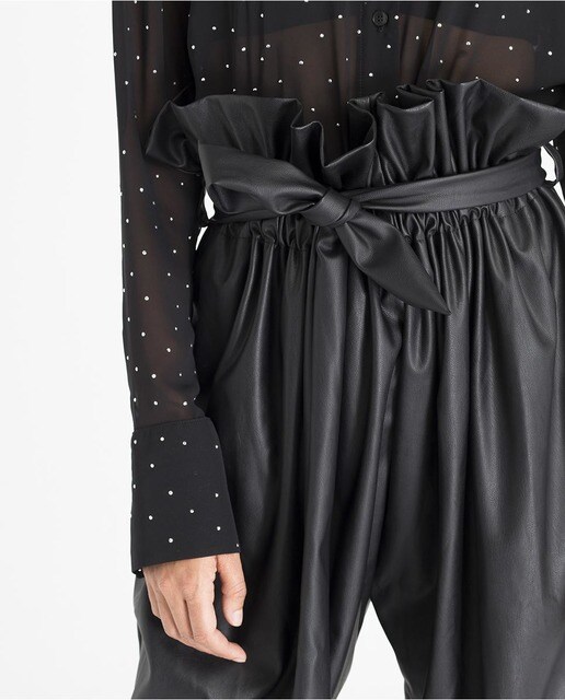 Pantalón ancho de mujer polipiel en negro · Cuplé · El Corte Inglés