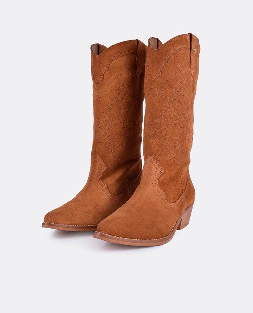 Botas de mujer estilo cowboy con pespuntes en marrón · Cuplé · El Corte  Inglés