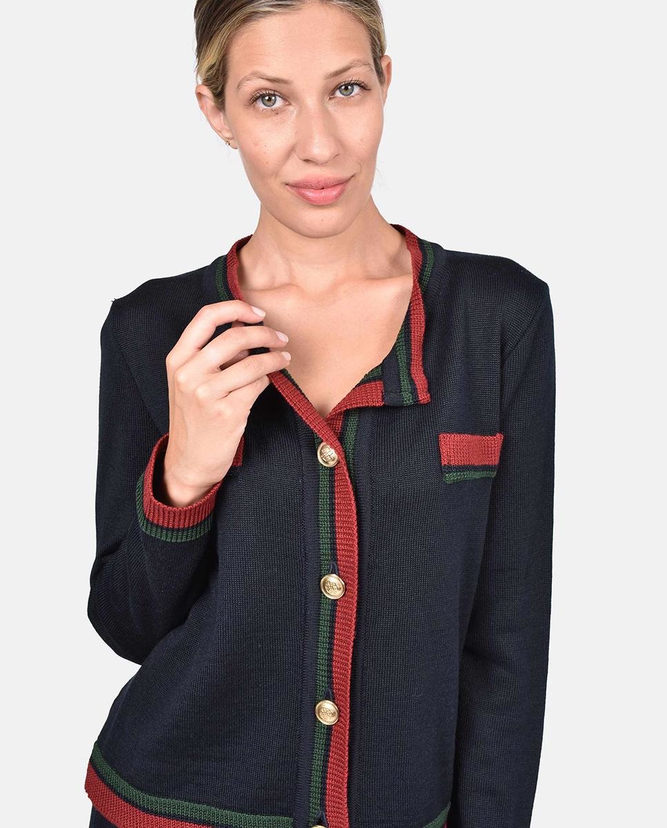 Chaqueta de punto de mujer azul marino con cierre de botones · Cuplé