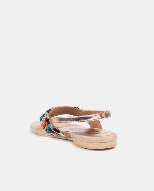 Sandalias planas de mujer Cuple en oro con pedrería · Cuplé · El Corte  Inglés