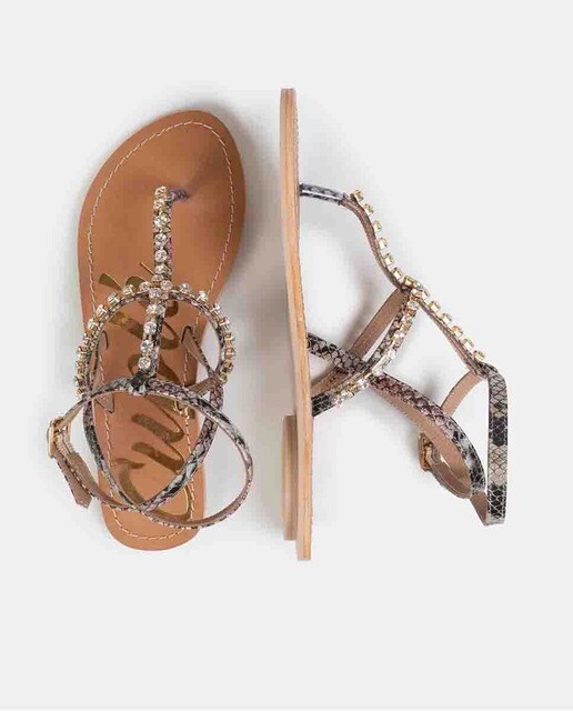 Sandalias planas de mujer Cuple con estampado y pedrería · Cuplé · El Corte  Inglés