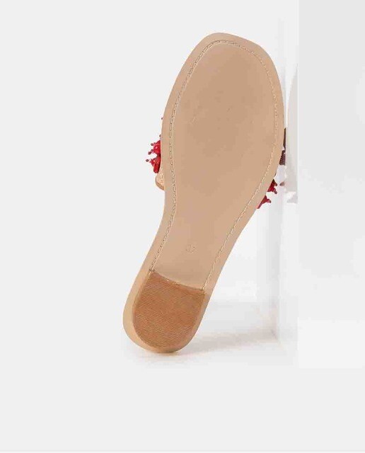 Sandalias planas de mujer Cuple con pedrería en rojo · Cuplé · El Corte  Inglés