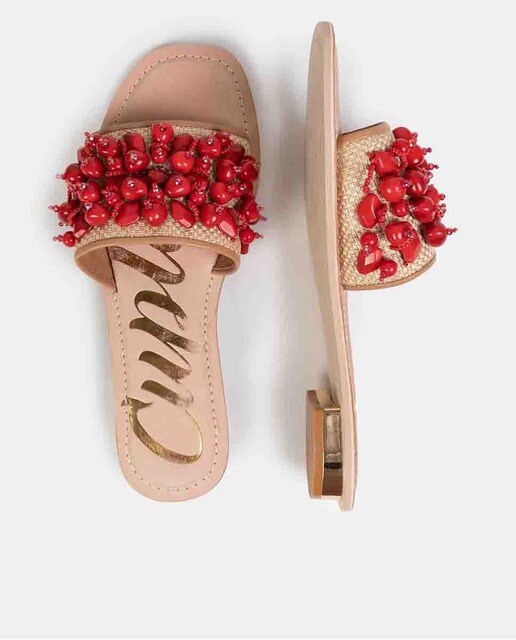 Sandalias planas de mujer Cuple con pedrería en rojo · Cuplé · El Corte  Inglés