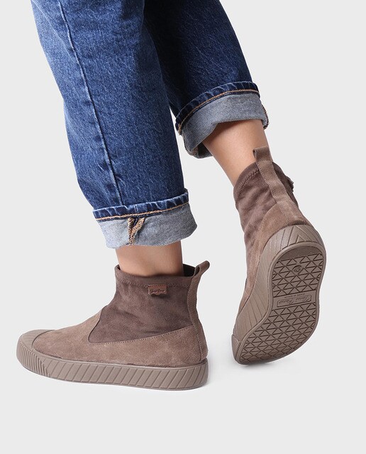 Botines de mujer de piel serraje y licra en color marrón · Toni Pons · El  Corte Inglés