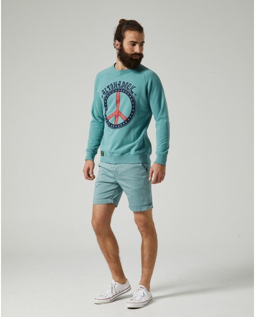 Sudadera de hombre en color verde azulado con dibujo frontal · Altonadock · El  Corte Inglés