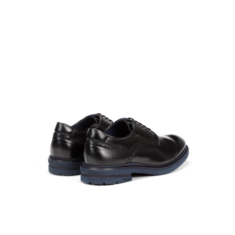 Zapatos de cordones de hombre Fluchos en color con troquelado - Negro Negro-3