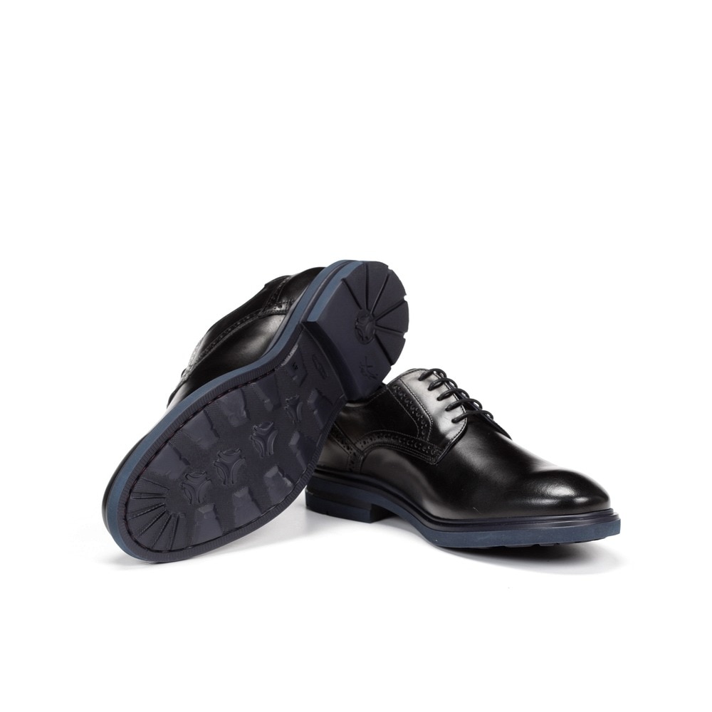 Zapatos de cordones de hombre Fluchos en color con troquelado - Negro Negro-4