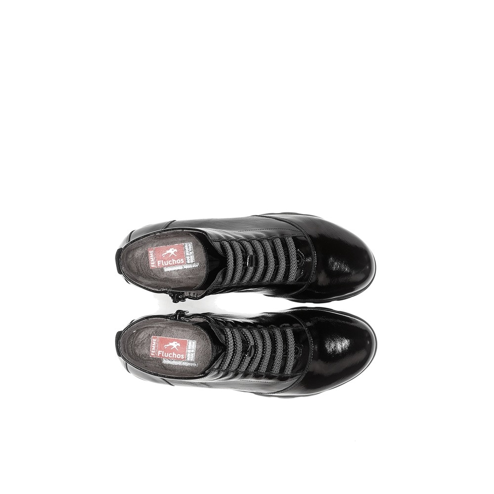 Botines de mujer en color negro acabado charol - Fluchos - Negro Negro-5