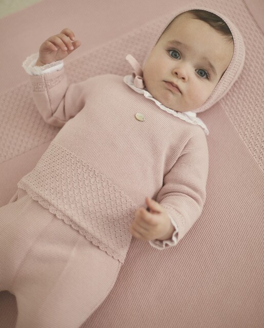 Conjunto de bebé de jubón y polaina de punto en rosa empolvado · MARTÍN  ARANDA · El Corte Inglés
