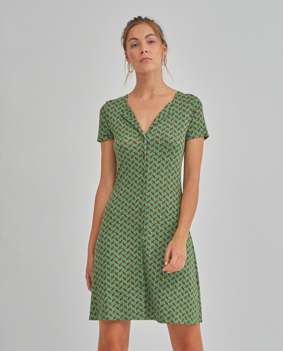 Vestido corto abotonado con solapa · Surkana · El Corte Inglés