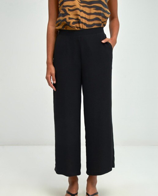 Pantalón palazzo cropped lino - Casa Moda