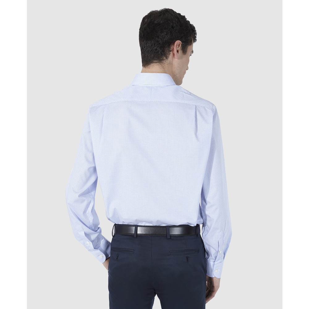 Camisa de algodón de hombre regular con microestampado - Olimpo - Azul Azul-2