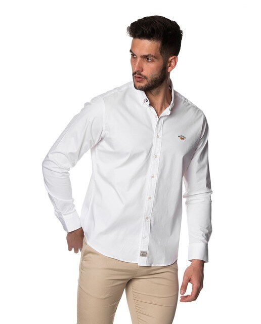 Camisa gabardina de hombre regular lisa en color blanco · Spagnolo · El  Corte Inglés