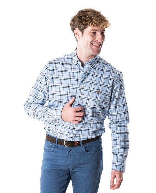 Camisa oxford de hombre regular de cuadros en color azul · Spagnolo · El  Corte Inglés