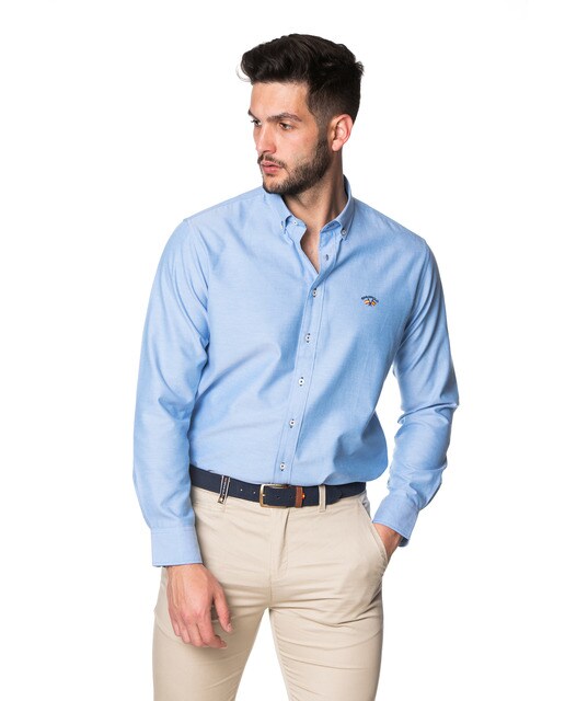 Camisa de hombre regular lisa en color azul claro · Spagnolo · El Corte  Inglés