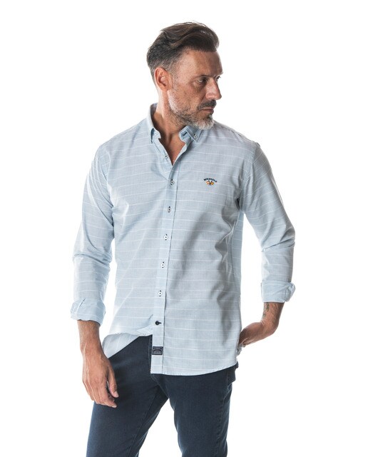 Camisa popelín de hombre slim de rayas en color azul · Spagnolo · El Corte  Inglés