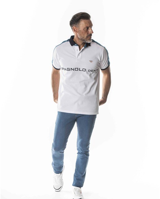 Polo piqué de hombre en color blanco de manga corta · Spagnolo · El Corte  Inglés