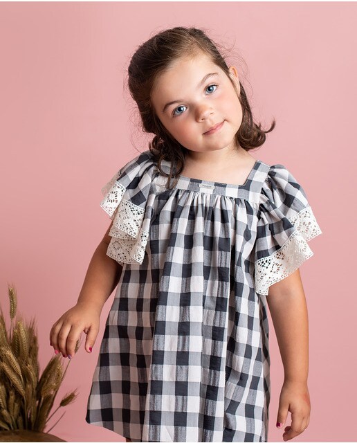 Vestido de bebé niña vichy con magas volante en color negro · FOQUE · El  Corte Inglés