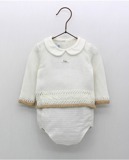 Conjunto de bebé niño de jubón y ranita de algodón en color crudo · FOQUE · El  Corte Inglés
