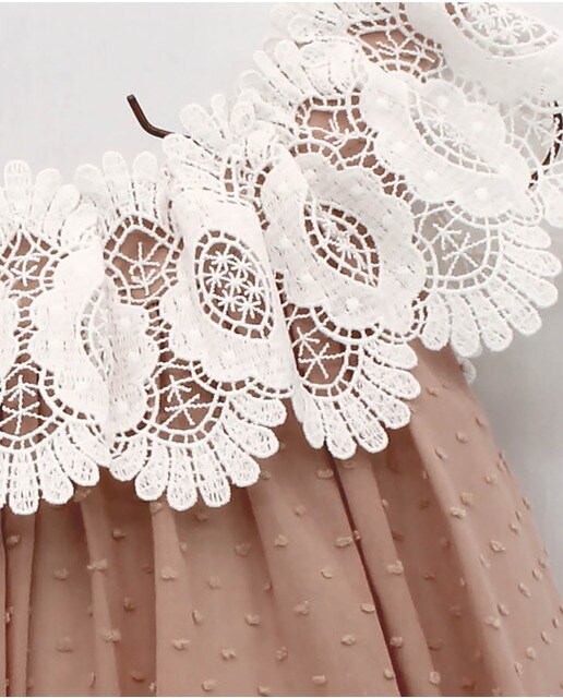Vestido de niña con entredós ancho hilo en color rosado · FOQUE · El Corte  Inglés