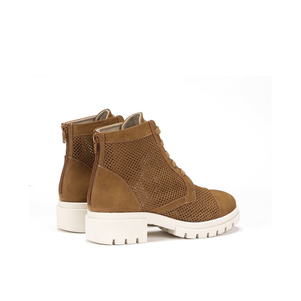 Botines de mujer en tejido color marrón con cordones · Dorking · El ...