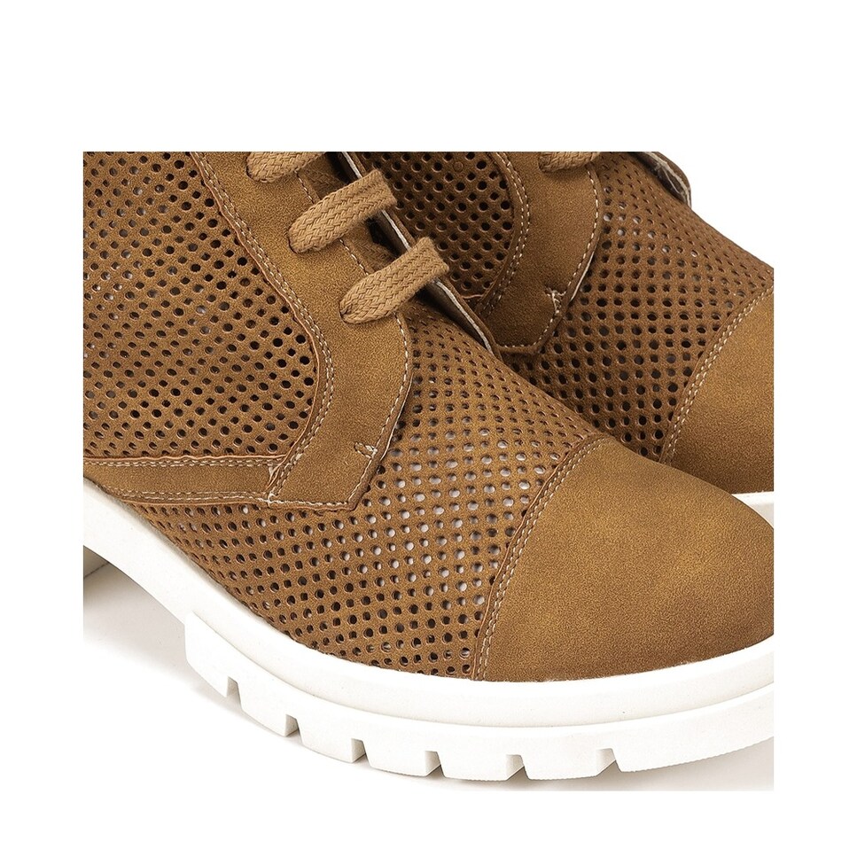 Botines de mujer en tejido color marrón con cordones · Dorking · El ...