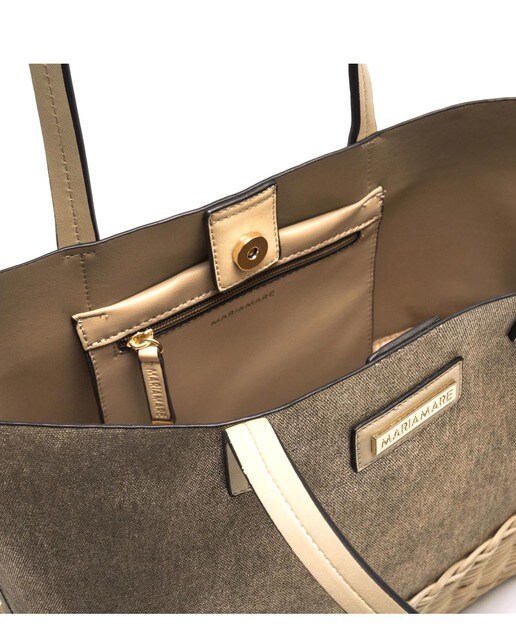 Bolso de hombro de mujer Mariamare en rafia natural y cierre Bolso de hombro de mujer Mariamare en rafia natural y cierre