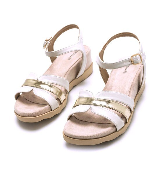 Sandalias de cuña de mujer color blanco con tiras unidas en oro · MARIAMARE  · El Corte Inglés