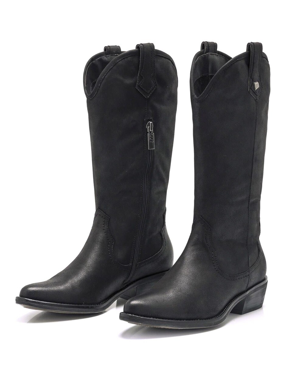Botas de mujer Mustang estilo cowboy en color negro con cierre de