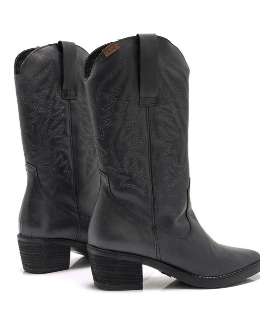 Botas de mujer estilo cowboy en piel color negro · Mustang · El Corte Inglés